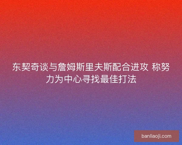 东契奇谈与詹姆斯里夫斯配合进攻 称努力为中心寻找最佳打法